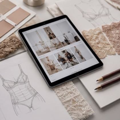 Moodboard sketch process for private label lingerie and sleepwear design support
