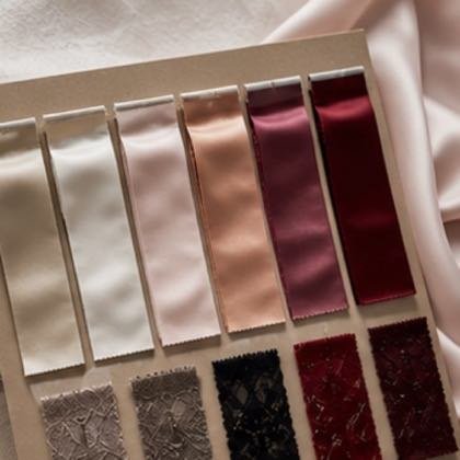 Satin colorway board for private label sleepwear collection planning