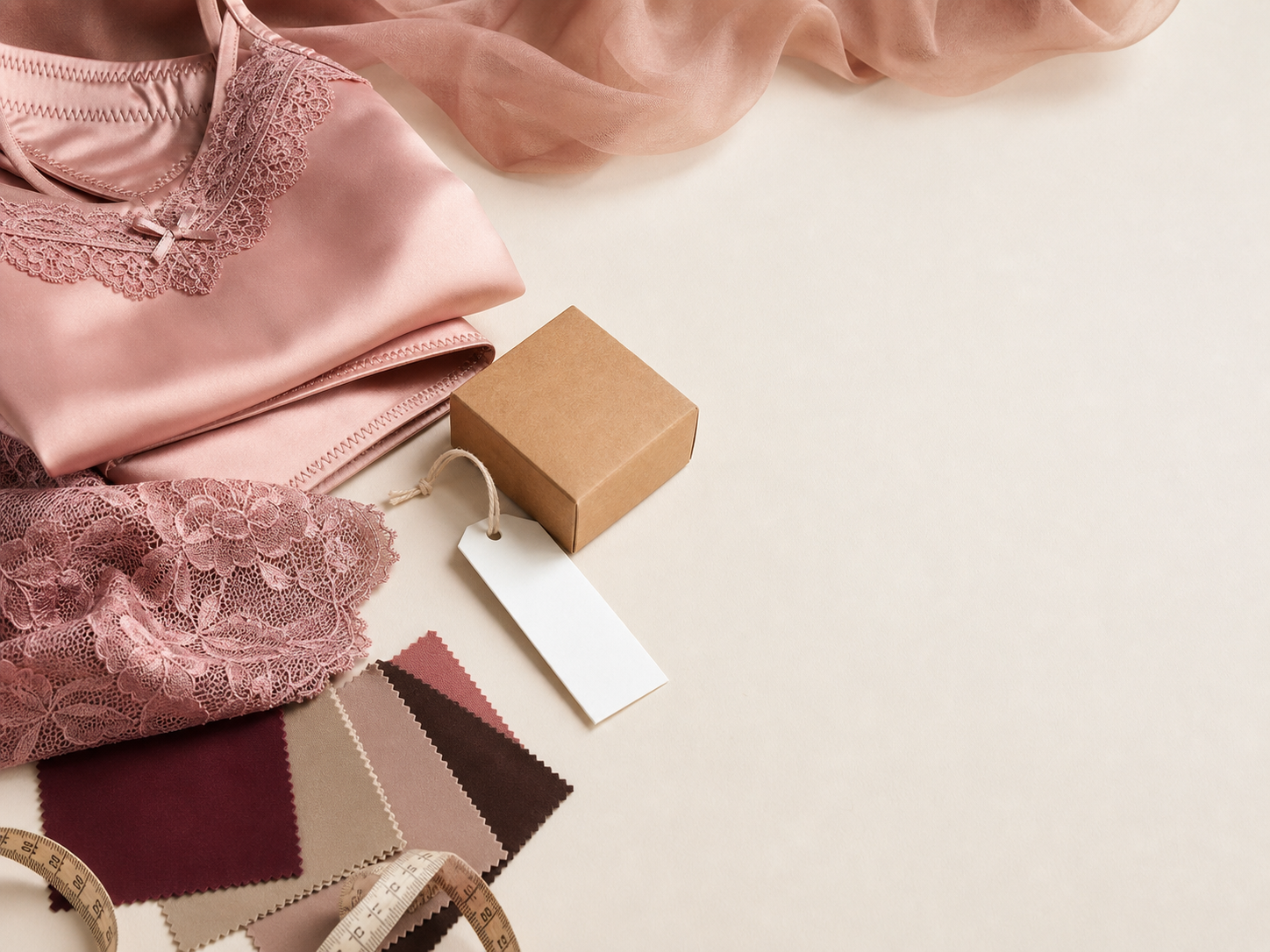 RFQ planning desk with fabric references sketches and buyer notes