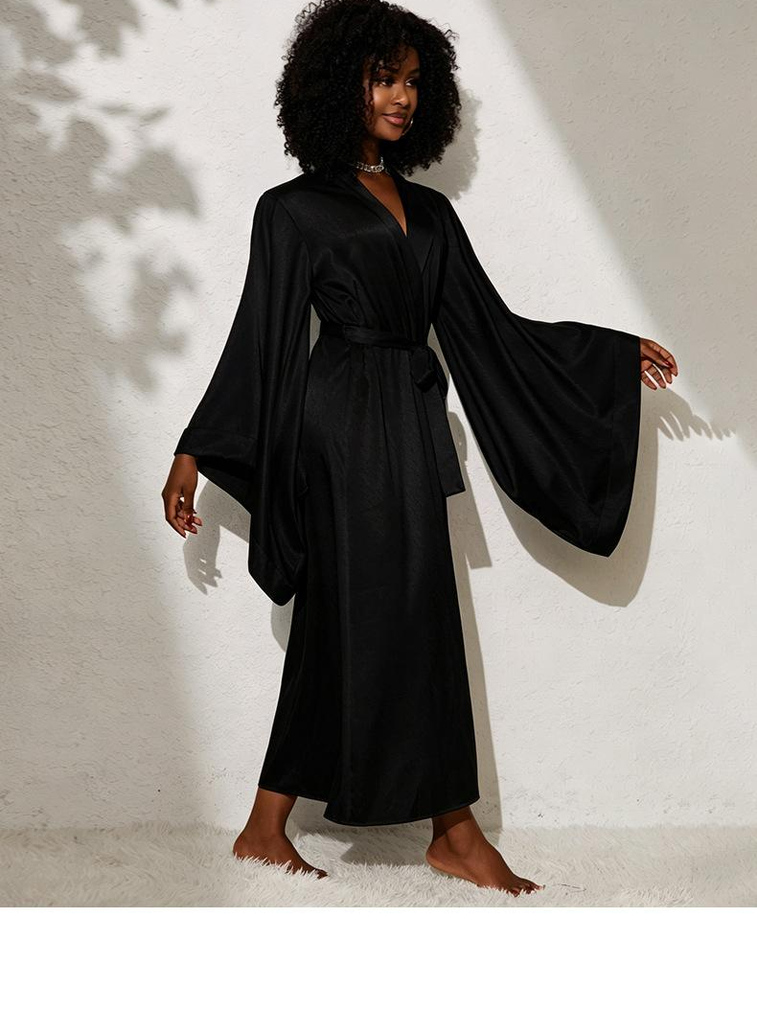 Long Satin Robe — Primary view