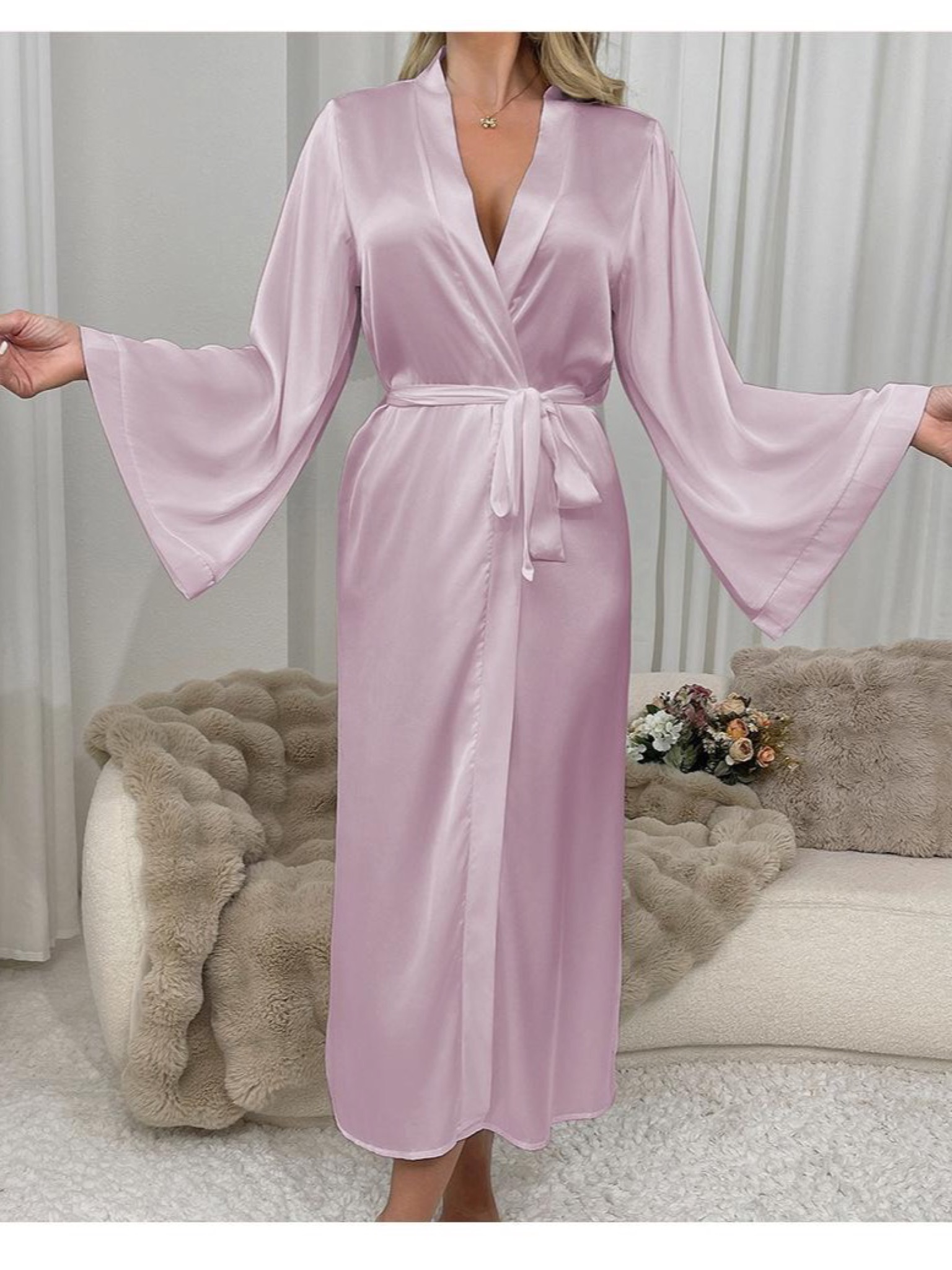 Long Satin Robe — Primary view