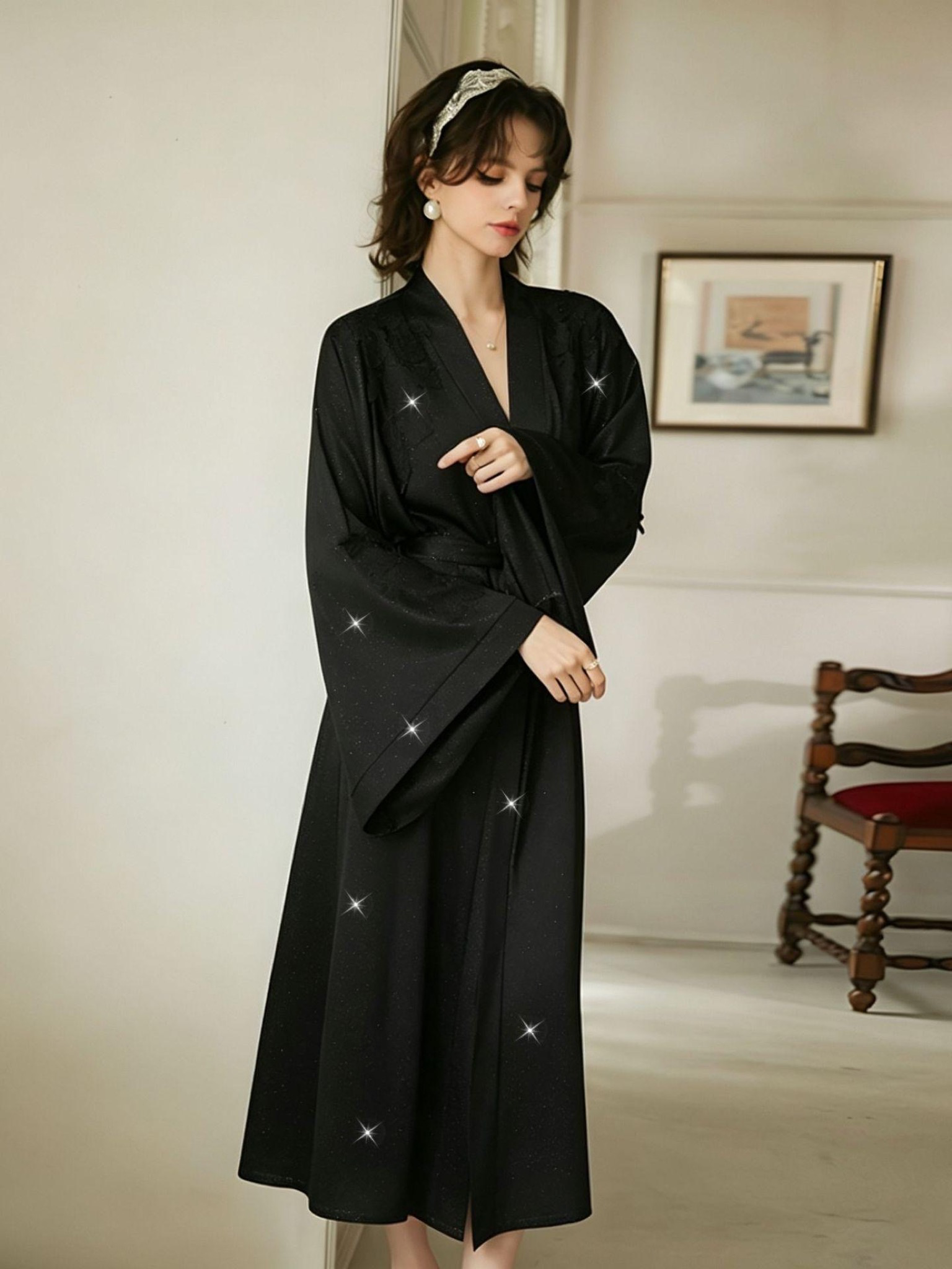 Long Satin Bridal Robe — Primary view